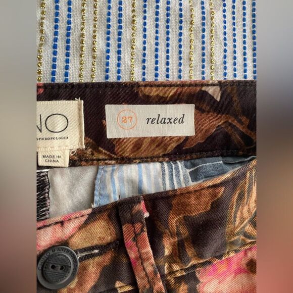 CH|NO by Anthropologie Relaxed Floral Pants Multicolored Pockets Sz 27 - Picture 8 of 17